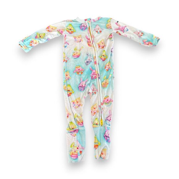 Birdie Bean Elijah Bamboo Convertible Romper 0-3 Months Bunnies Easter Eggs - Picture 2 of 3